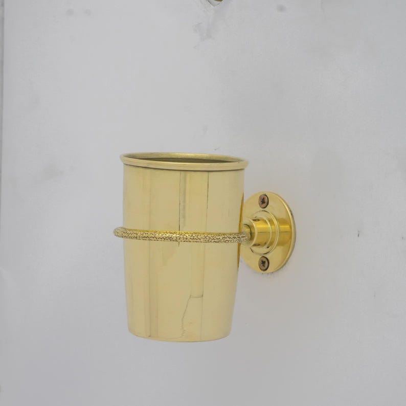 Brass Wall-Mounted Toothbrush Holder for Bathroom Cup
