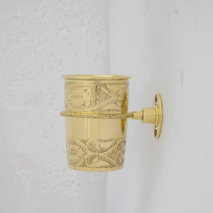 Brass Wall-Mounted Toothbrush Holder for Bathroom Cup