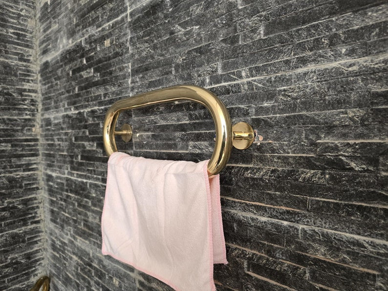 Unlacquered Solid Brass Oval Towel Ring