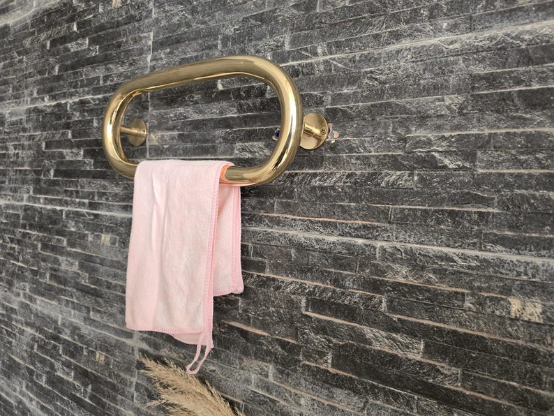 Unlacquered Solid Brass Oval Towel Ring