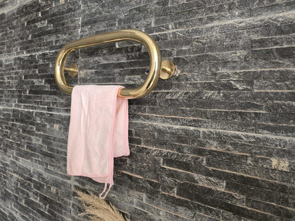 Unlacquered Solid Brass Oval Towel Ring