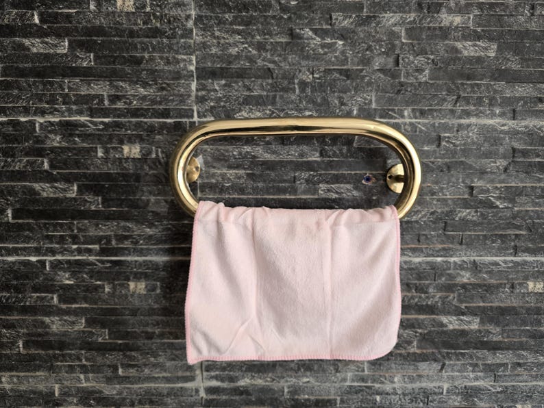 Unlacquered Solid Brass Oval Towel Ring