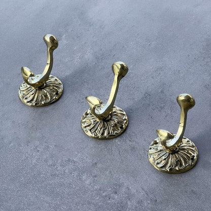 Handmade Unlacquered Brass Wall Hook Floral Coat