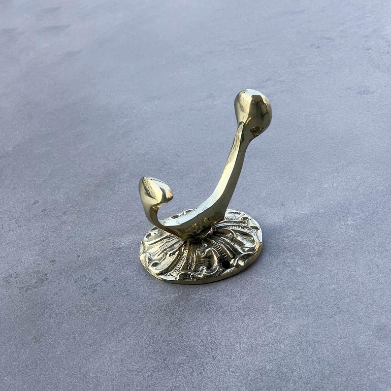 Handmade Unlacquered Brass Wall Hook Floral Coat