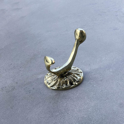 Handmade Unlacquered Brass Wall Hook Floral Coat