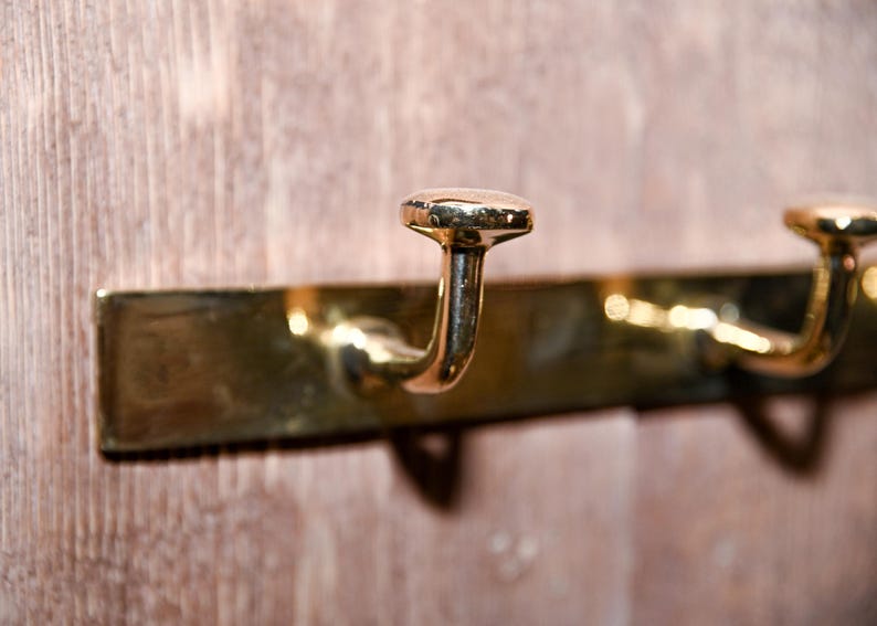 Luxury Unlacquered Brass Wall Hook Rack