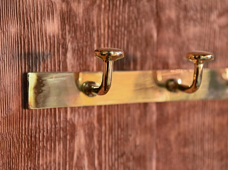 Luxury Unlacquered Brass Wall Hook Rack