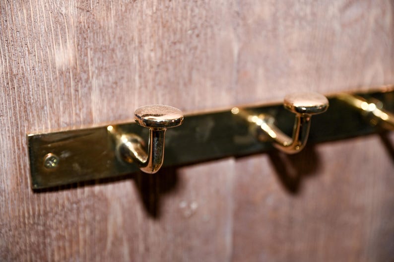 Luxury Unlacquered Brass Wall Hook Rack