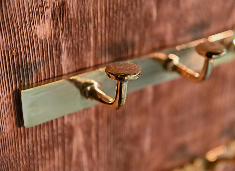 Luxury Unlacquered Brass Wall Hook Rack