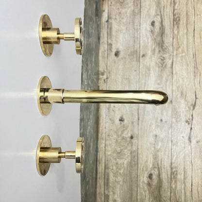 Polished Brass Wall-Mounted Industrial Faucet