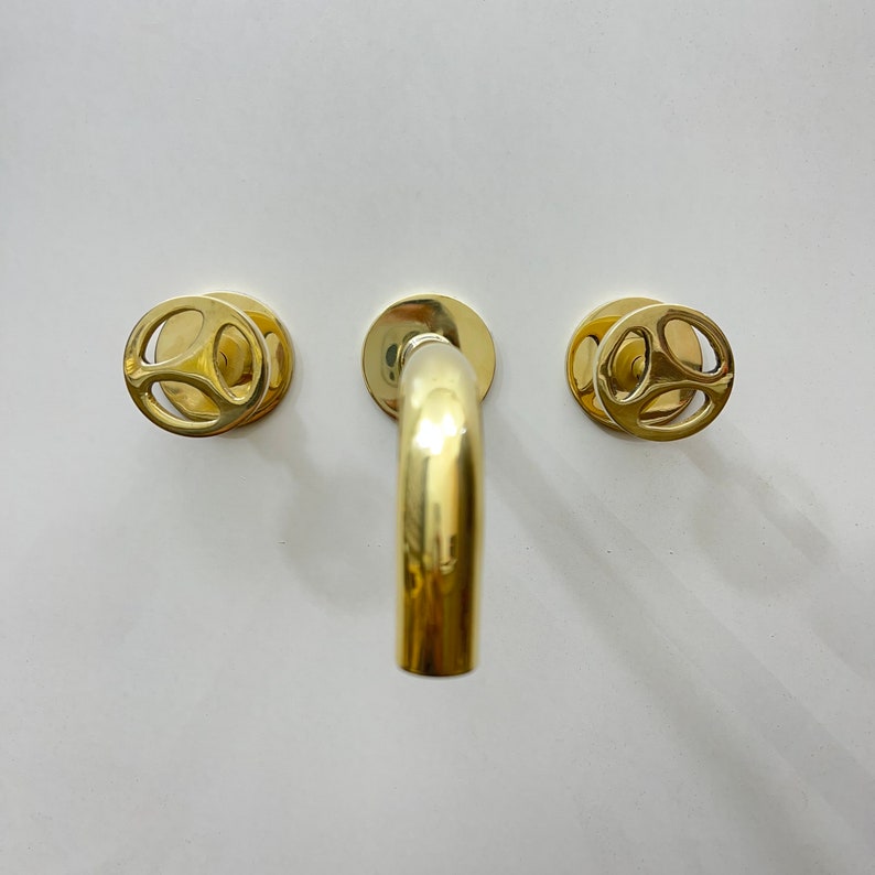 Polished Brass Wall-Mounted Industrial Faucet