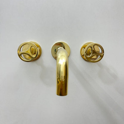 Polished Brass Wall-Mounted Industrial Faucet