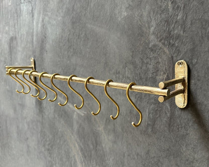 Unlacquered Brass Wall Mounted Pot Rack