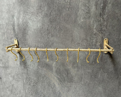 Unlacquered Brass Wall Mounted Pot Rack