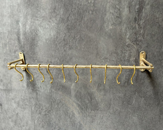 Unlacquered Brass Wall Mounted Pot Rack