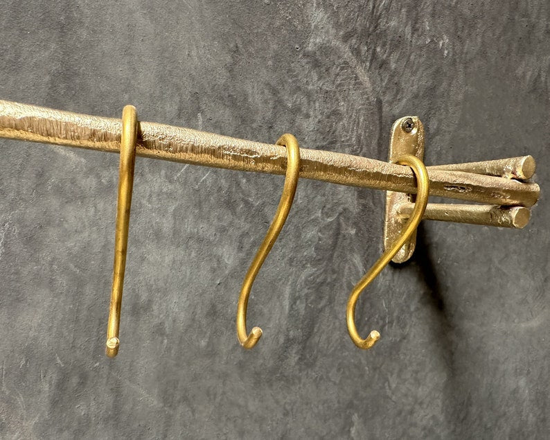 Unlacquered Brass Wall Mounted Pot Rack