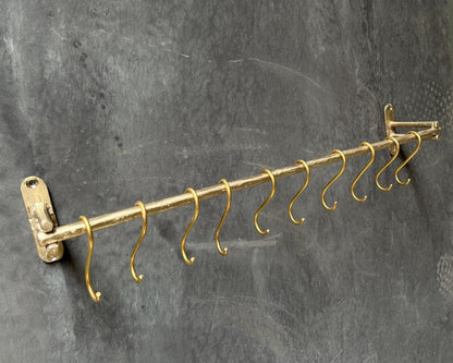 Unlacquered Brass Wall Mounted Pot Rack