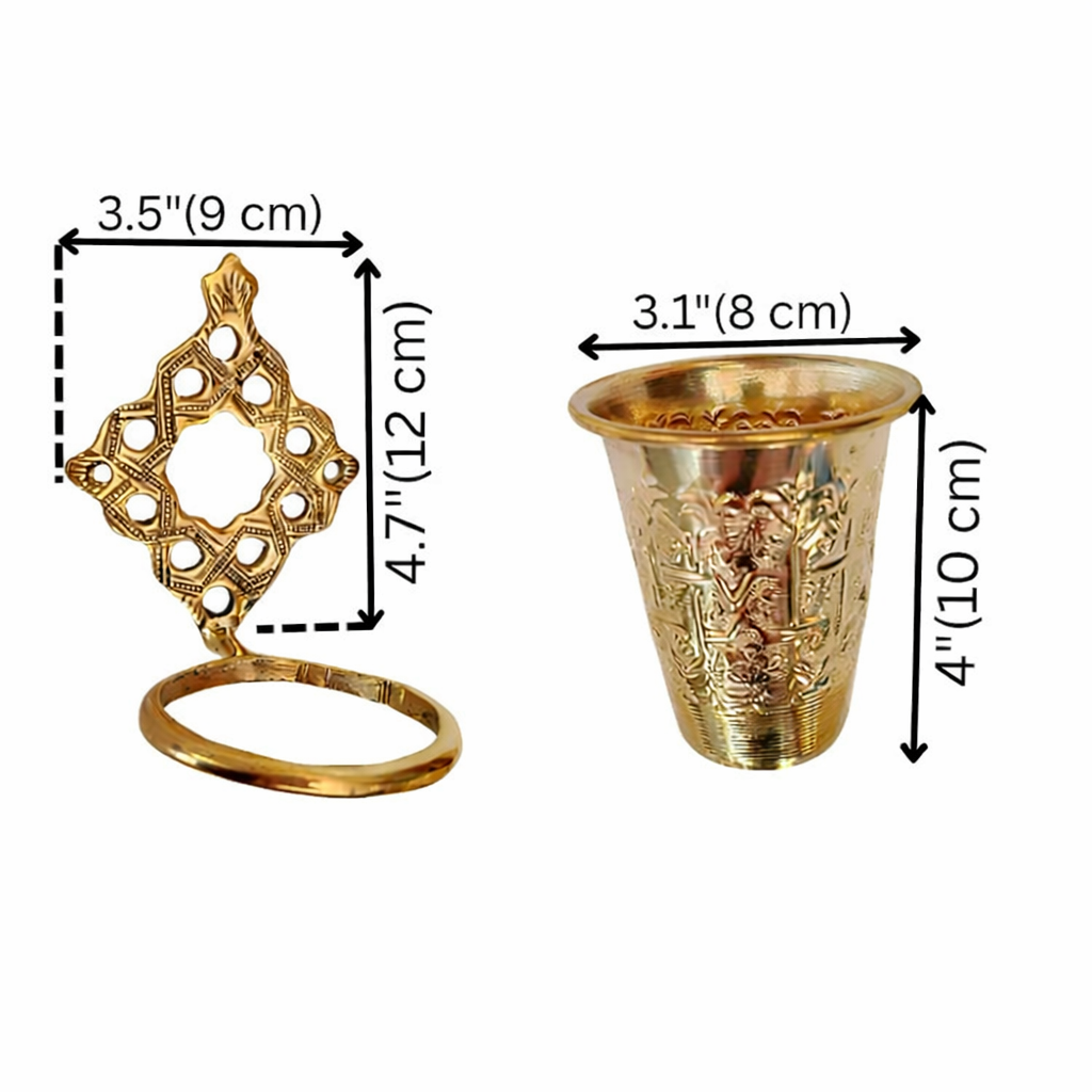 Handmade Solid Brass Toothbrush Holder – Engraved Moroccan Wall-Mounted Cup