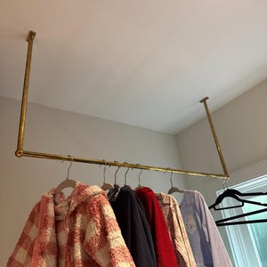 Unlacquered Brass Ceiling Clothes Rack