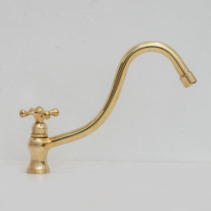 Single-Hole Brass Faucet – S-Curve Gooseneck Mixer