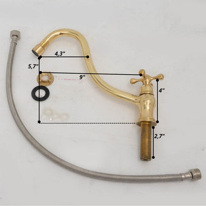 Single-Hole Brass Faucet – S-Curve Gooseneck Mixer