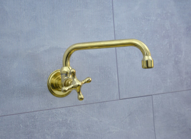 Wall Mounted Solid Brass Cold Water Faucet with Cross Handle