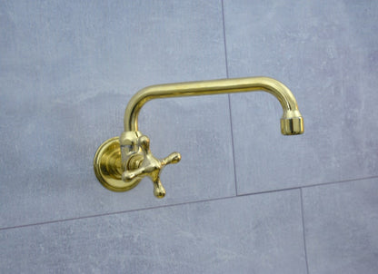 Wall Mounted Solid Brass Cold Water Faucet with Cross Handle