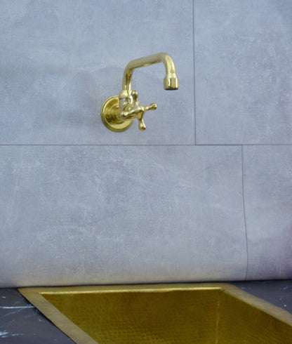 Wall Mounted Solid Brass Cold Water Faucet with Cross Handle