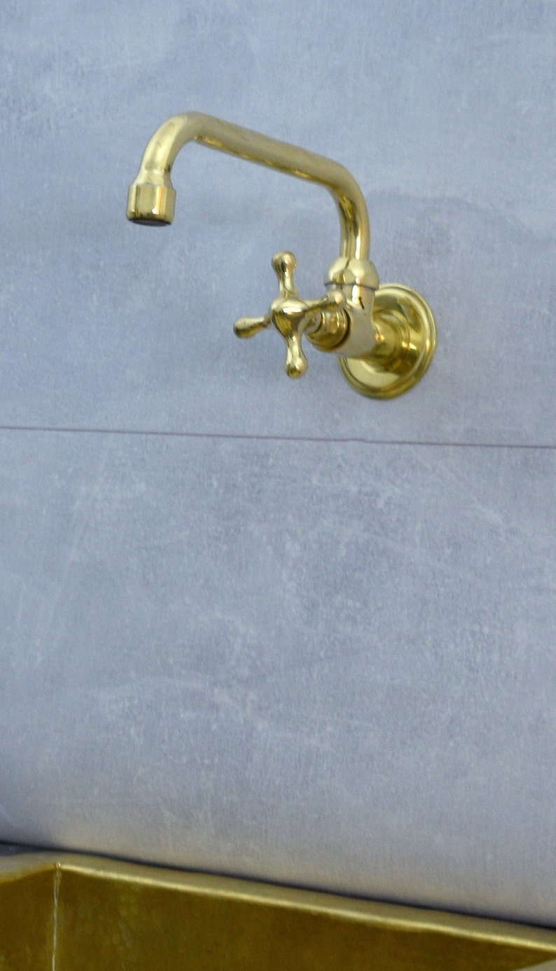 Wall Mounted Solid Brass Cold Water Faucet with Cross Handle