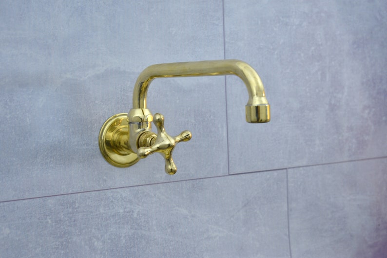 Wall Mounted Solid Brass Cold Water Faucet with Cross Handle