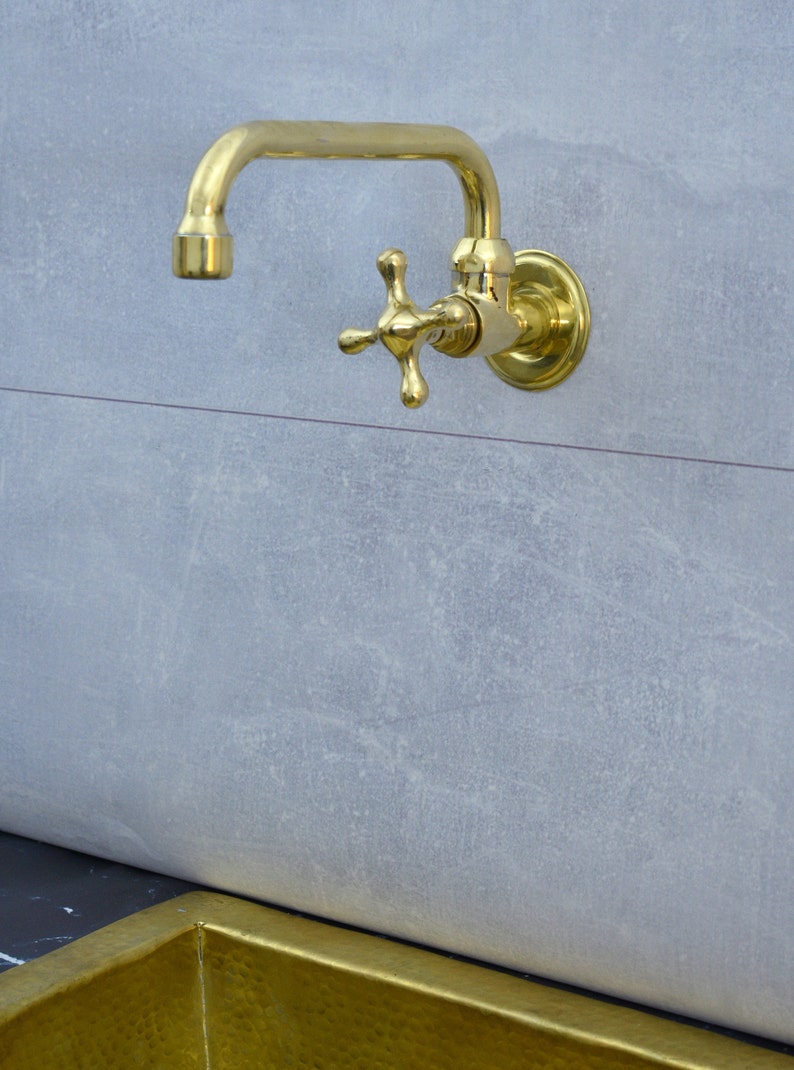 Wall Mounted Solid Brass Cold Water Faucet with Cross Handle
