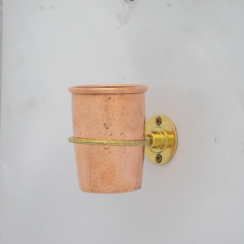 Unlacquered Copper Toothbrush Holder, Bathroom Cup