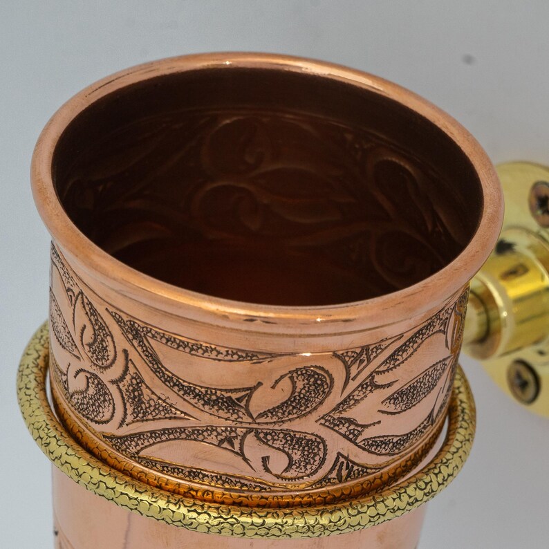 Unlacquered Copper Toothbrush Holder, Bathroom Cup