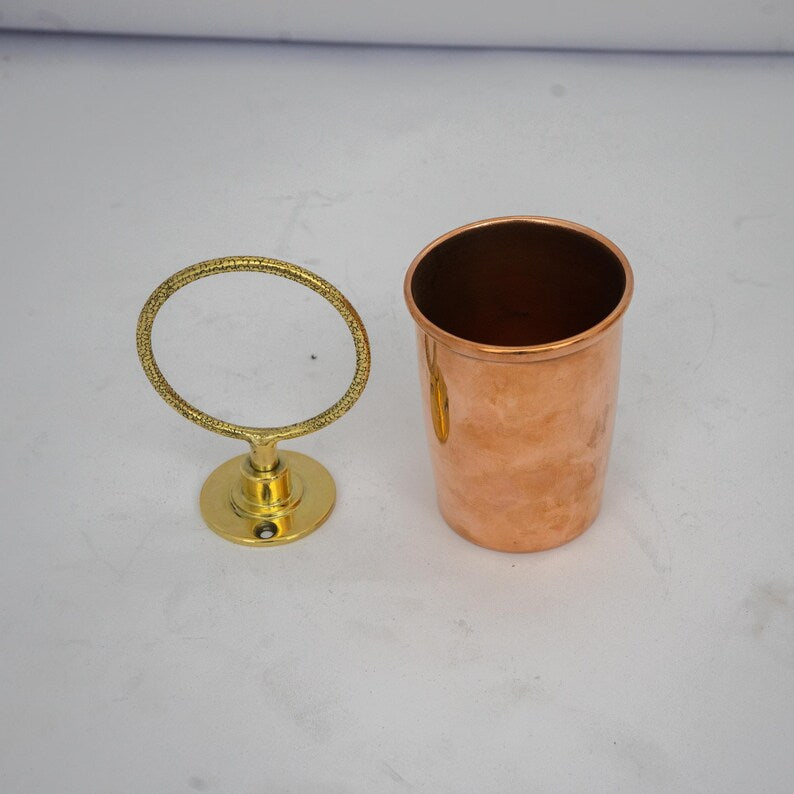 Unlacquered Copper Toothbrush Holder, Bathroom Cup