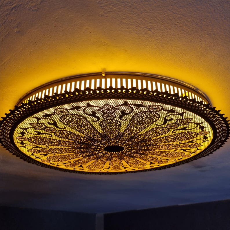 Moroccan Filigree Brass Ceiling Light