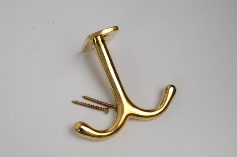 Unlacquered Solid Brass Ceiling Double Hook