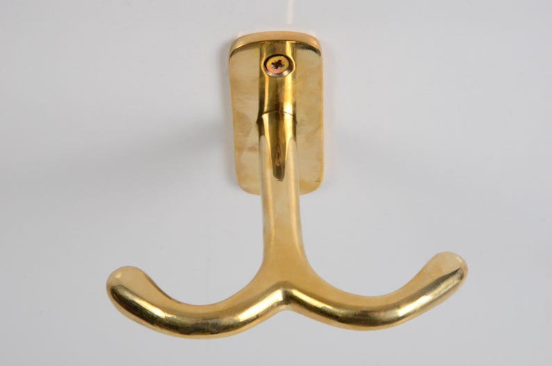 Unlacquered Solid Brass Ceiling Double Hook
