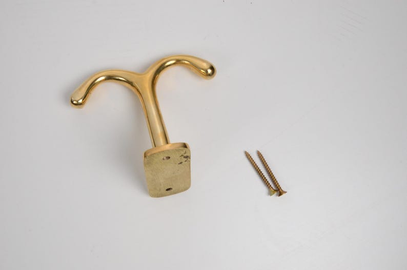 Unlacquered Solid Brass Ceiling Double Hook