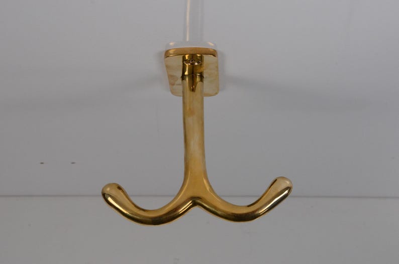 Unlacquered Solid Brass Ceiling Double Hook
