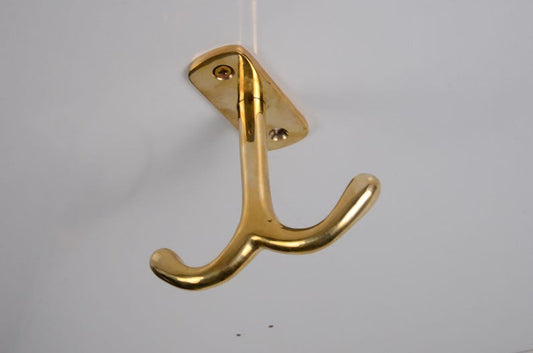 Unlacquered Solid Brass Ceiling Double Hook