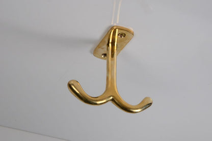 Unlacquered Solid Brass Ceiling Double Hook
