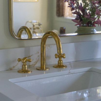Unlacquered Brass Widespread Bathroom Sink Faucet