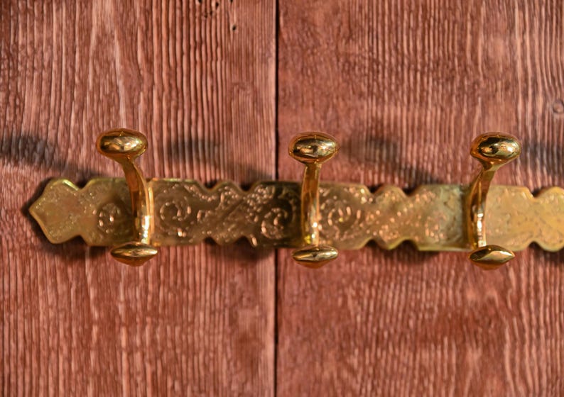 Luxury Engraved Brass Wall Hook  Handmade Organizer