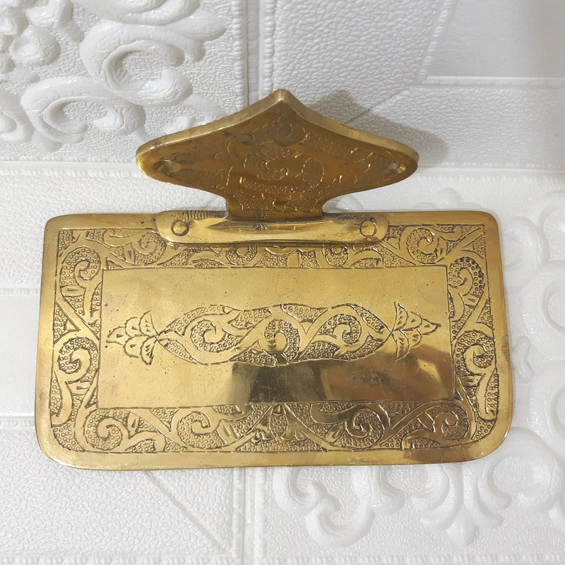 Solid Brass Wall Shelf with Hooks – Handmade Moroccan Bathroom, Kitchen & Entryway Organizer