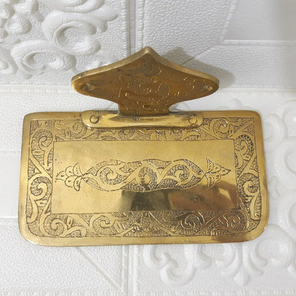 Solid Brass Wall Shelf with Hooks – Handmade Moroccan Bathroom, Kitchen & Entryway Organizer