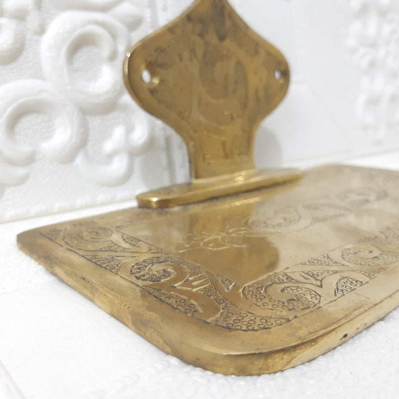 Engraved Solid Brass Wall Bathroom and kitchen Shelf