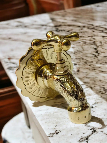 Royal Moroccan Engraved Brass Wall Tap