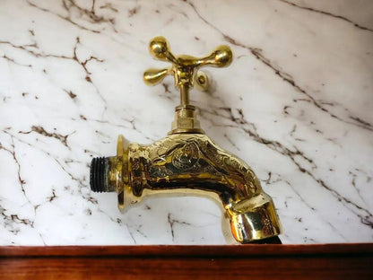 Royal Moroccan Engraved Brass Wall Tap