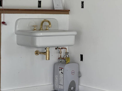 Vintage Unlacquered Brass Widespread Faucet with Flat Cross Handles
