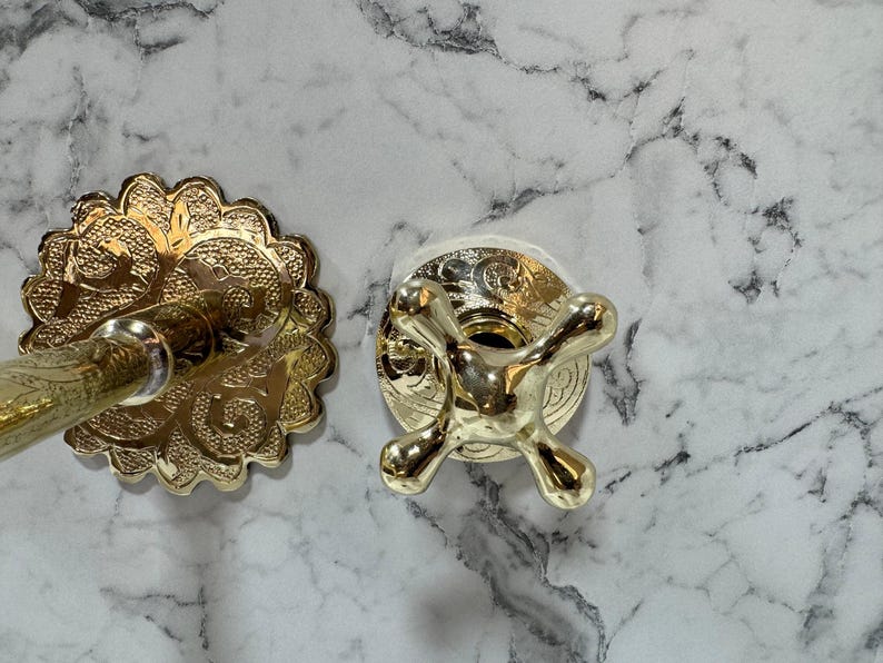 Hand-Engraved Moroccan Brass Wall-Mount Faucet